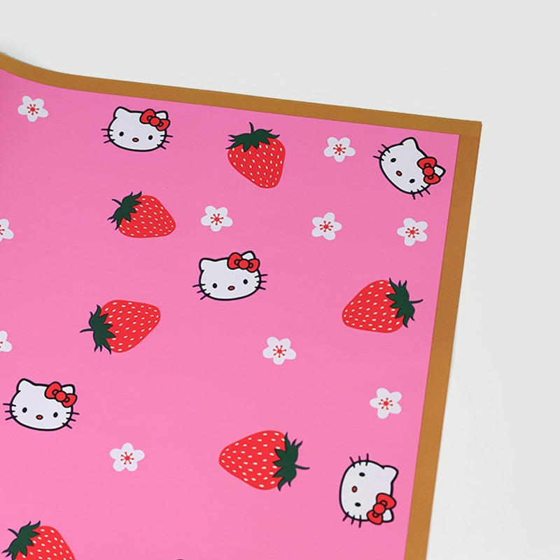 Hello Kitty enjoying a sweet strawberry dessert, featuring cute pink details and vibrant fruit for Hello Kitty fans.