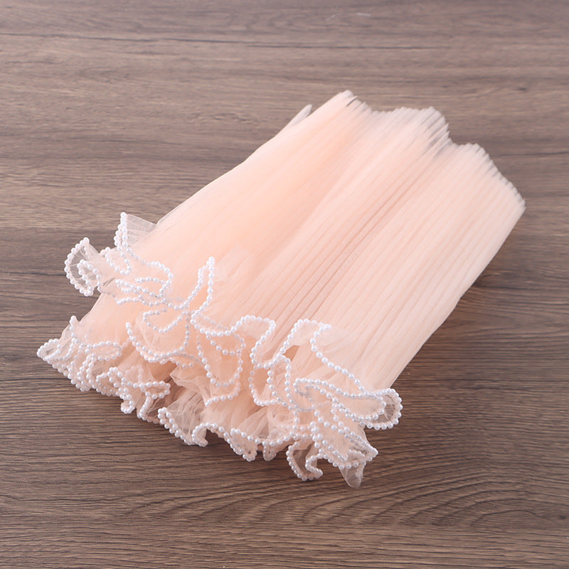 Elegant pearl pleated gauze flower bouquet packaging for sophisticated floral gifts and premium arrangements.