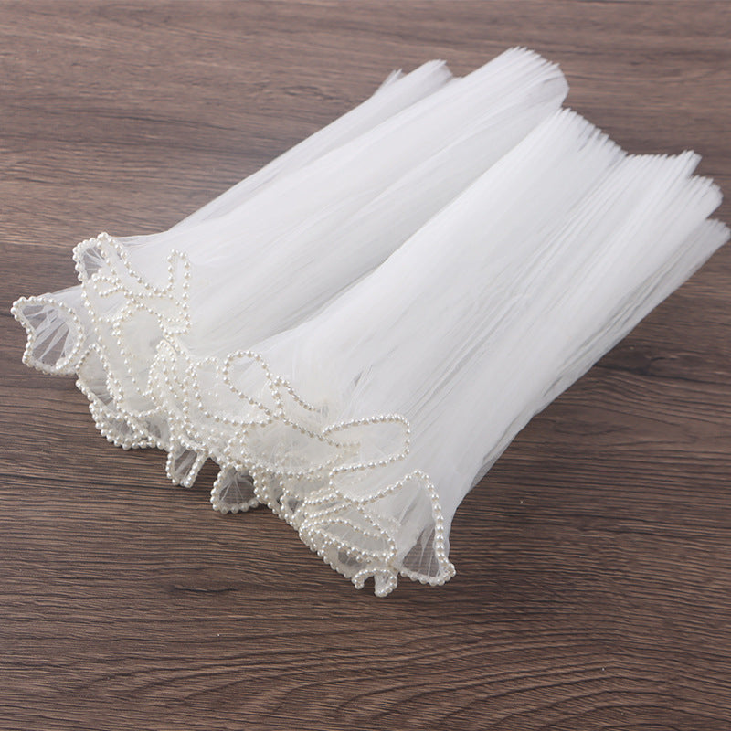 Elegant pearl pleated gauze flower bouquet packaging for sophisticated floral gifts and premium arrangements.