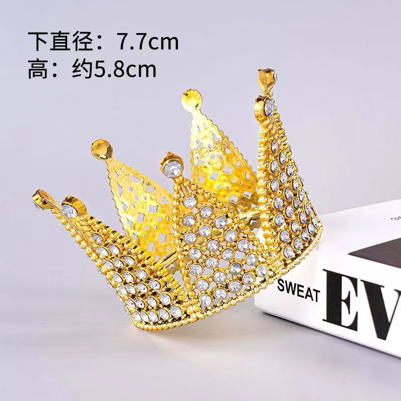 Alloy Crown Cake Topper – Birthday & Wedding Decoration with Rhinestones