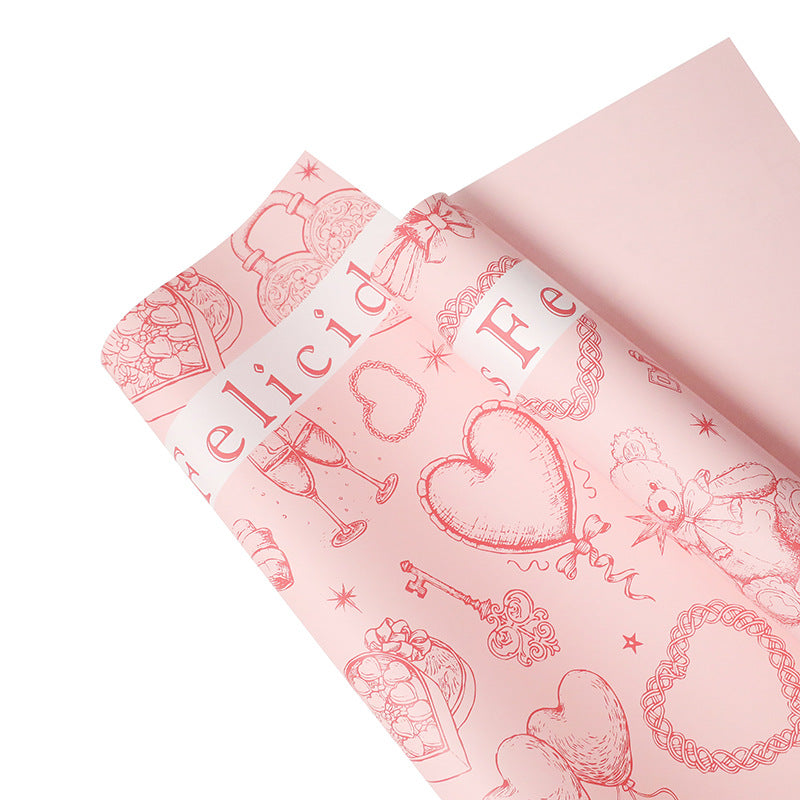 Teddy Bear Heart Bouquet Wrapping Paper – 20 Sheets
