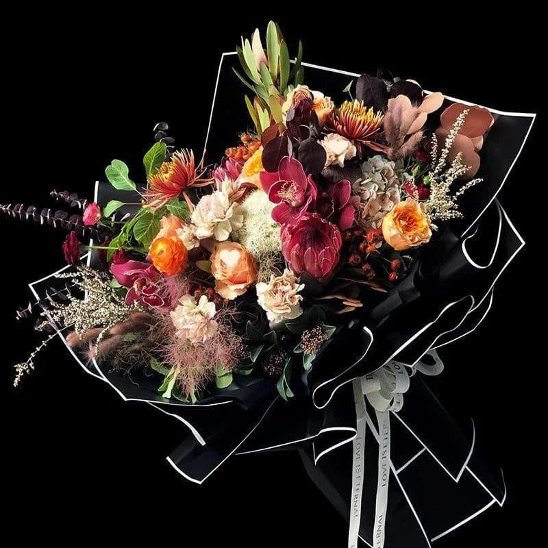 Black and White Border Matte Film Bouquet Packing Paper,Pack 20 (57*57cm).