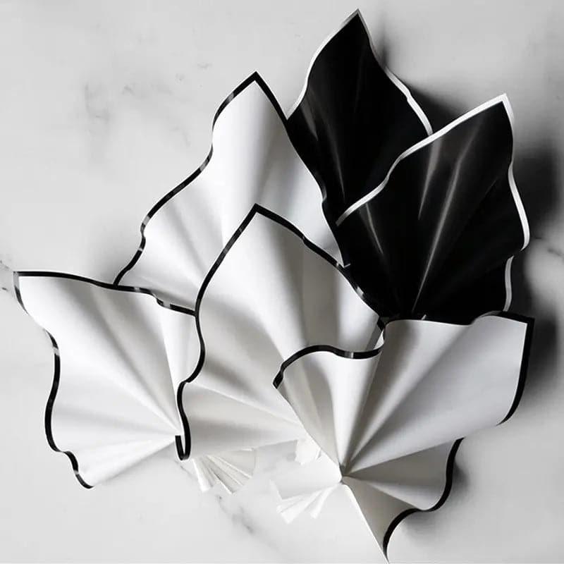 Black and White Border Matte Film Bouquet Packing Paper,Pack 20 (57*57cm).