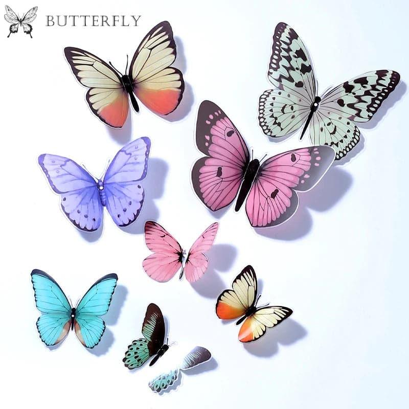 Butterfly Wall Decor - Plastic Butterflies Wings Foldable Removable Waterproof Reusable Mural Wall Stickers.