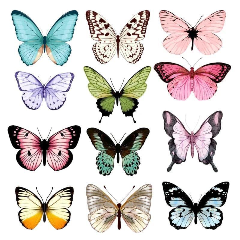 Butterfly Wall Decor - Plastic Butterflies Wings Foldable Removable Waterproof Reusable Mural Wall Stickers.