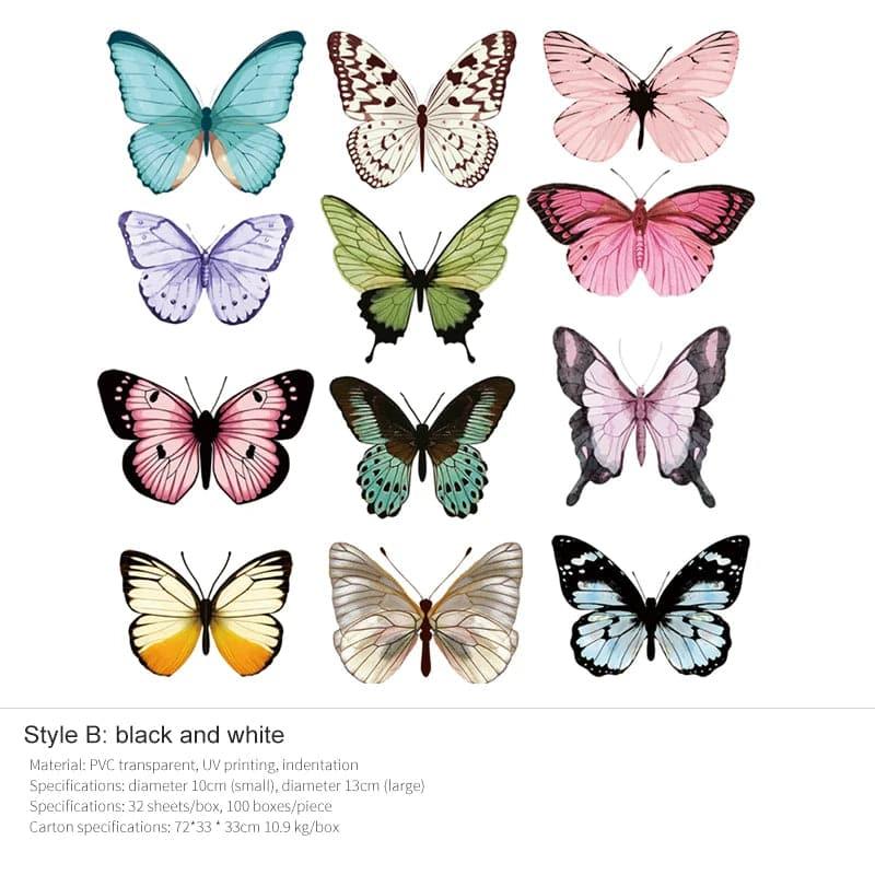 Butterfly Wall Decor - Plastic Butterflies Wings Foldable Removable Waterproof Reusable Mural Wall Stickers.