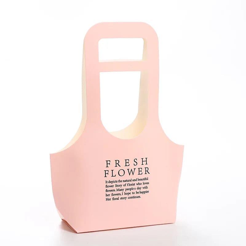Custom Luxury Kraft Paper Flower Bags Party Pink Gift Bag With Handle.
