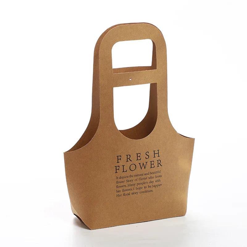 Custom Luxury Kraft Paper Flower Bags Party Pink Gift Bag With Handle.