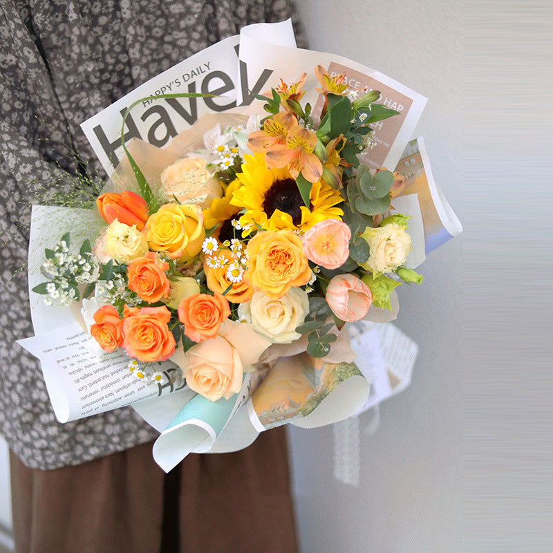 Newspaper Bouquet Wrapping Paper Kraft Wrapping Paper,52*58cm.