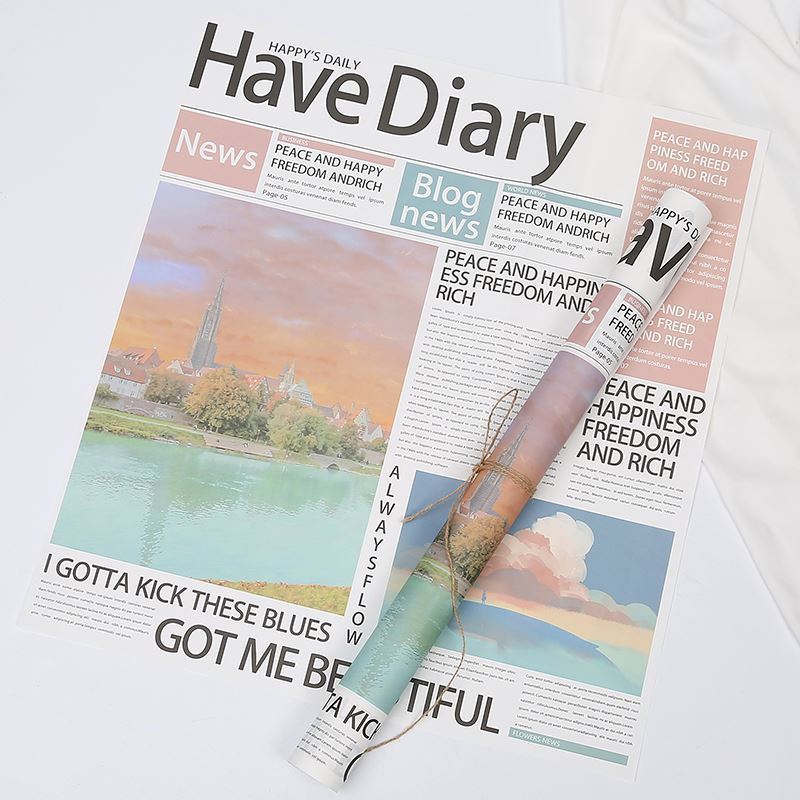 Newspaper Bouquet Wrapping Paper Kraft Wrapping Paper,52*58cm.