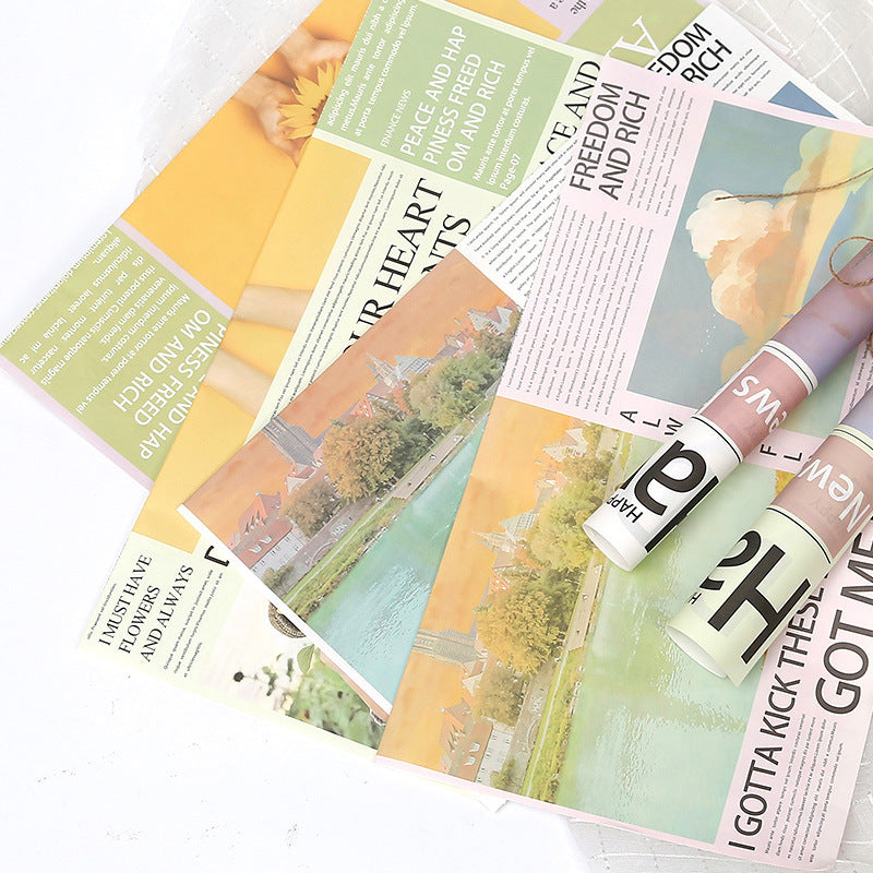 Newspaper Bouquet Wrapping Paper Kraft Wrapping Paper,52*58cm.