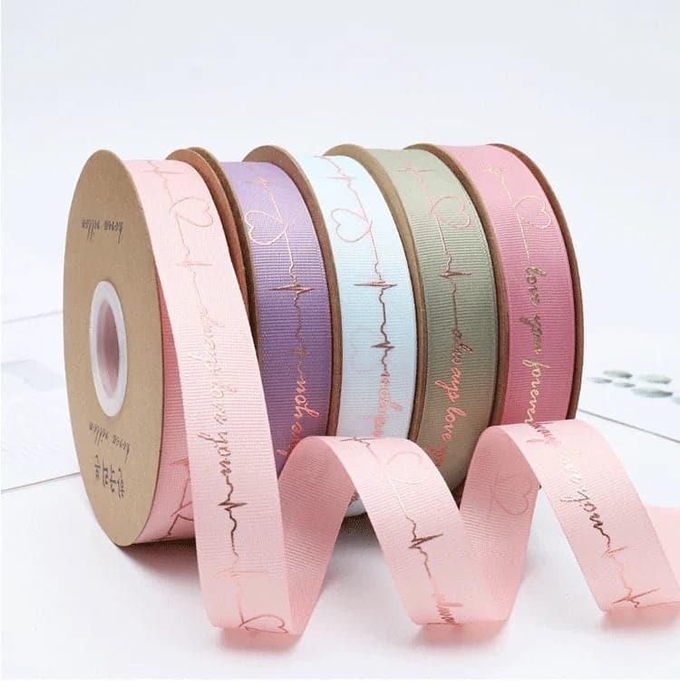 Flower Wrap Ribbon Bronzed Thread Ribbon Heart Cake Gift Box Ribbon Bouquet,2.5cm * 50yards.