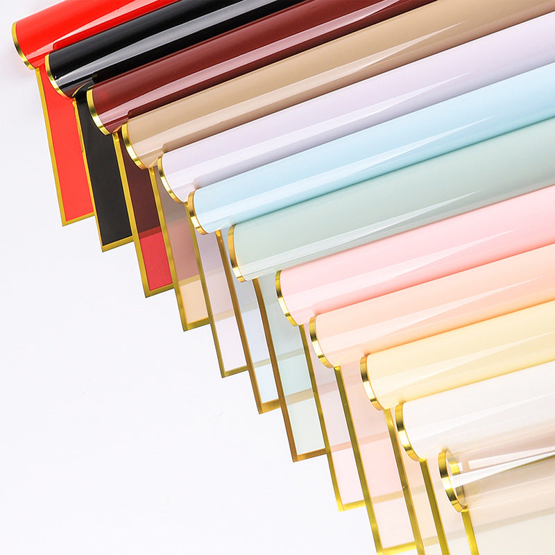 Gold Edge Flower Wrapping Paper,Pack 20 (57x57cm).