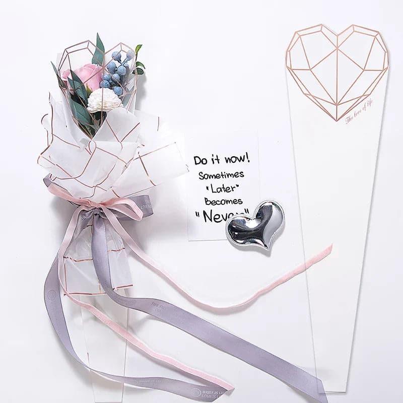 Heart Design Flower Wrapping Opp Bag Single Sleeve,60*15cm.