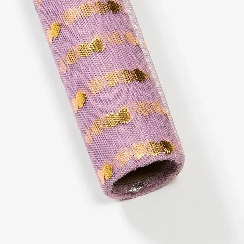 Heart-Shaped Stamping Flower Packaging Gauze Bouquet,19.68 inch * 5 yard.