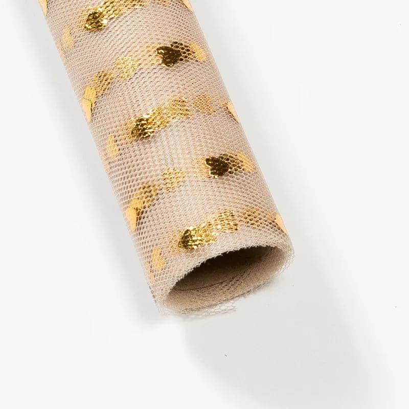 Heart-Shaped Stamping Flower Packaging Gauze Bouquet,19.68 inch * 5 yard.