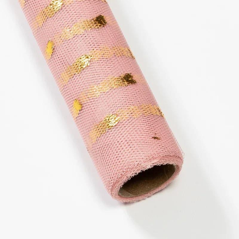 Heart-Shaped Stamping Flower Packaging Gauze Bouquet,19.68 inch * 5 yard.