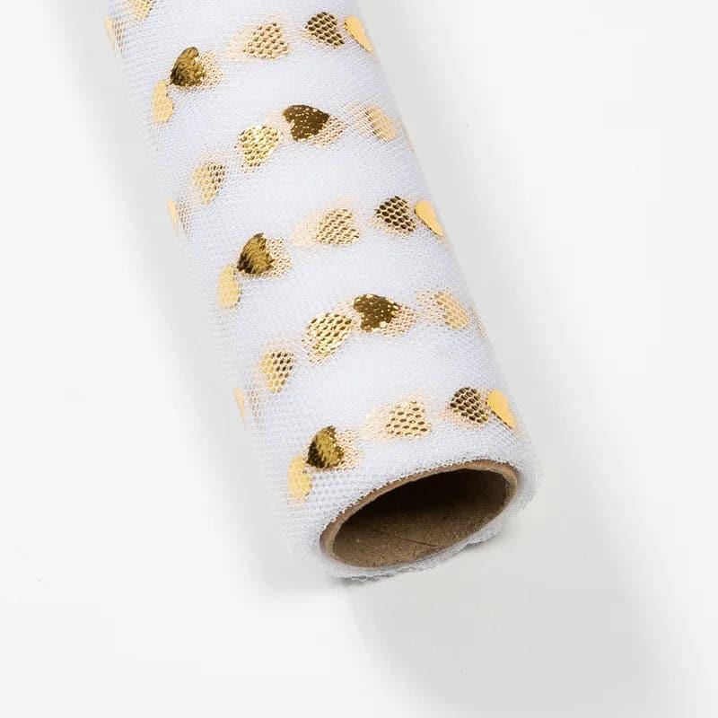 Heart-Shaped Stamping Flower Packaging Gauze Bouquet,19.68 inch * 5 yard.