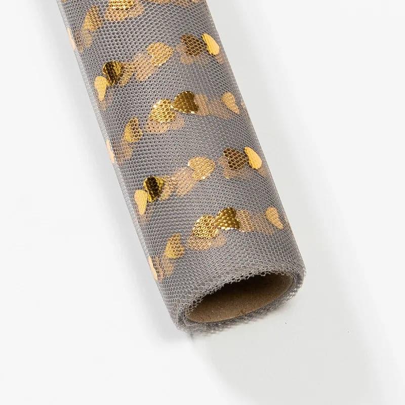 Heart-Shaped Stamping Flower Packaging Gauze Bouquet,19.68 inch * 5 yard.