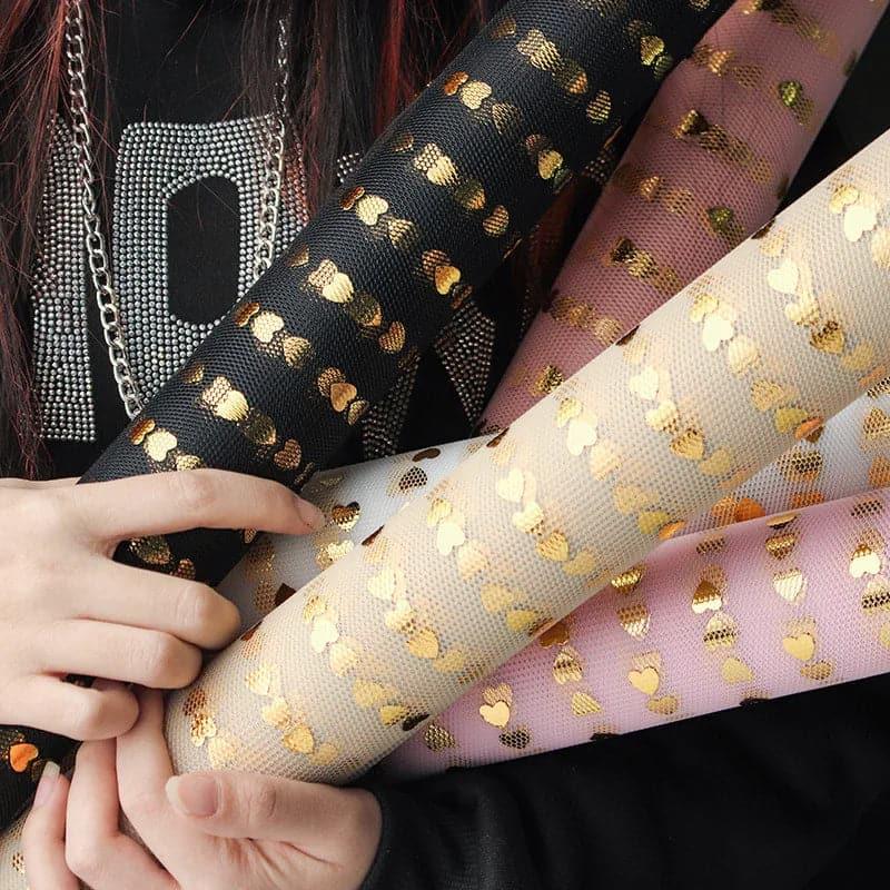 Heart-Shaped Stamping Flower Packaging Gauze Bouquet,19.68 inch * 5 yard.