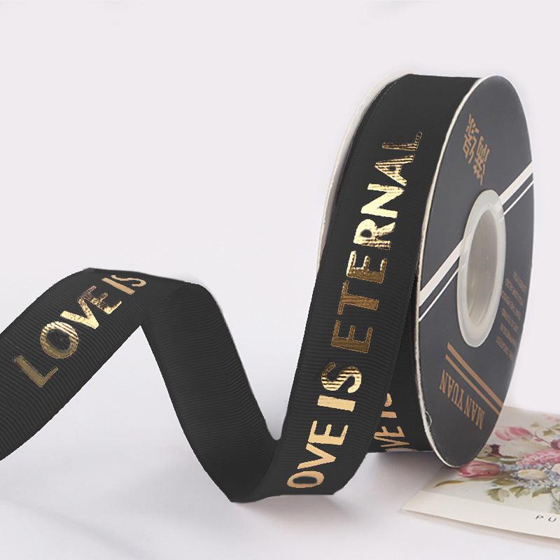 Hot Stamping "LOVE" Printed English Ribbon Light Luxury Flower Packaging,2.5cm 40 yards.