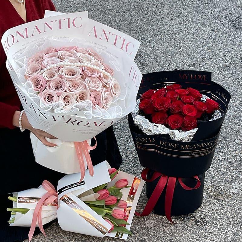 Hot Stamping Noble Simple Waterproof Flower Wrapping Paper Thickened Flower Packaging.