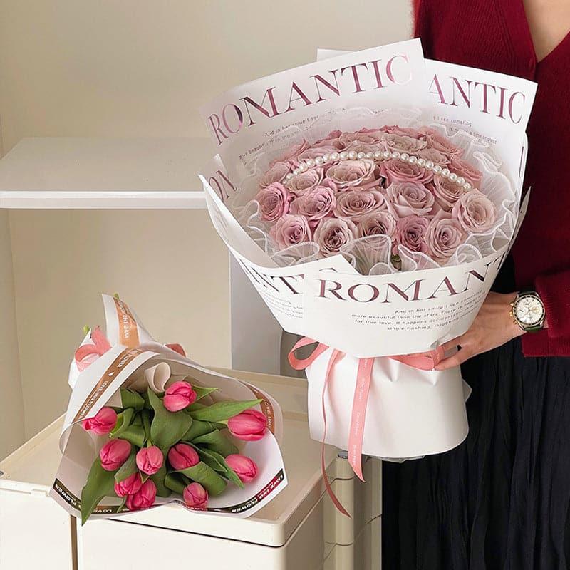 Hot Stamping Noble Simple Waterproof Flower Wrapping Paper Thickened Flower Packaging.