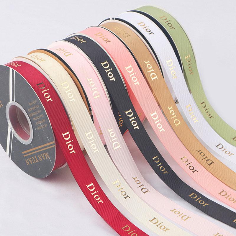 Hot Stamping Thread Printed English Ribbon Light Luxury Flower Packaging,2cm 40 yards.