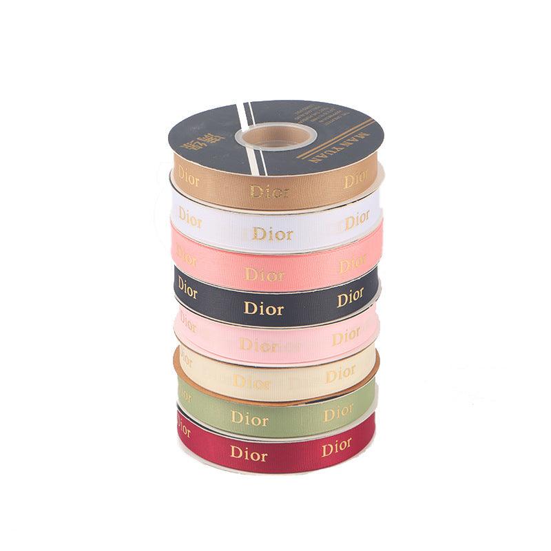 Hot Stamping Thread Printed English Ribbon Light Luxury Flower Packaging,2cm 40 yards.