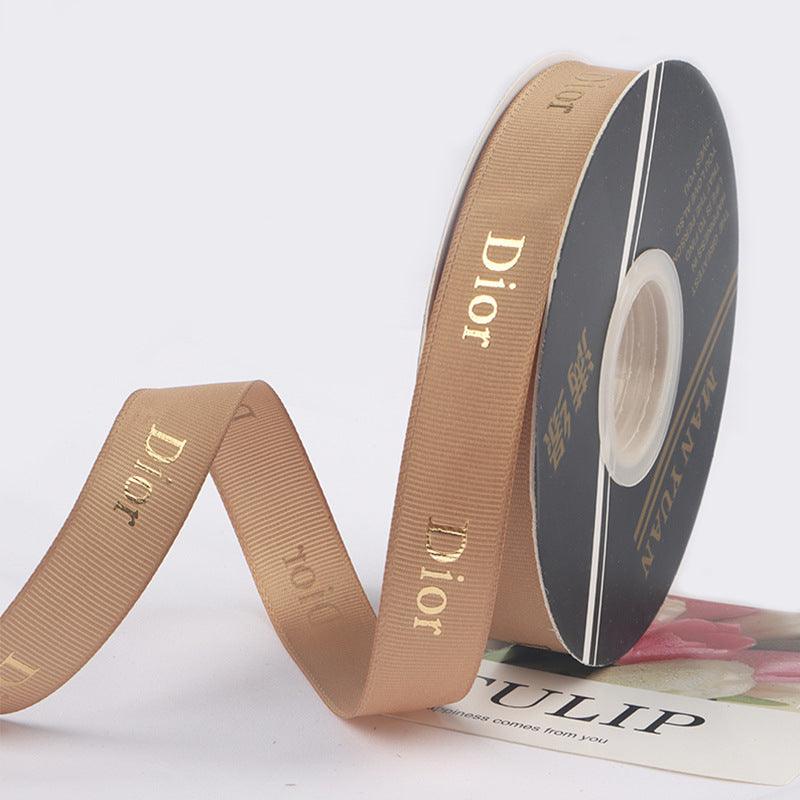 Hot Stamping Thread Printed English Ribbon Light Luxury Flower Packaging,2cm 40 yards.