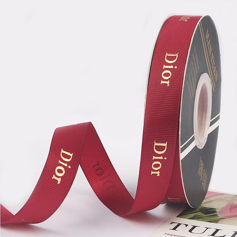 Hot Stamping Thread Printed English Ribbon Light Luxury Flower Packaging,2cm 40 yards.