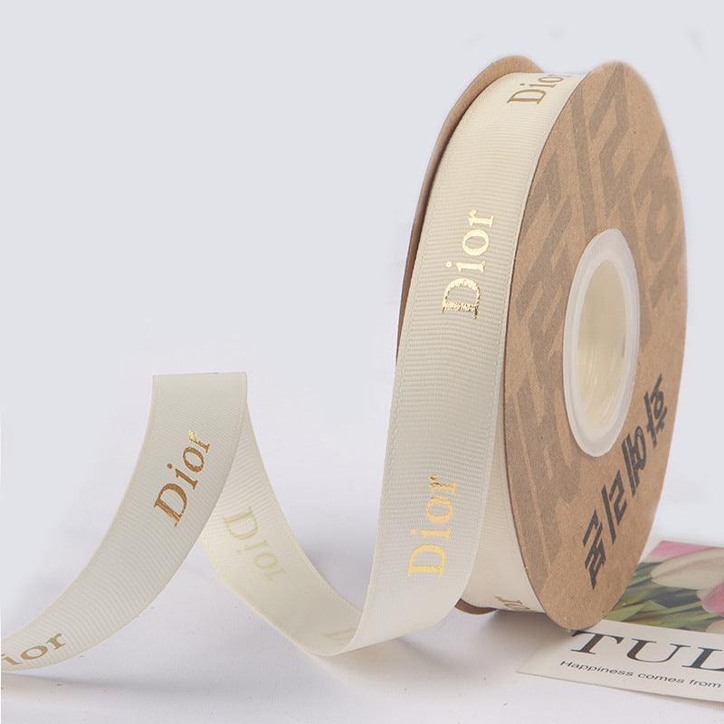 Hot Stamping Thread Printed English Ribbon Light Luxury Flower Packaging,2cm 40 yards.
