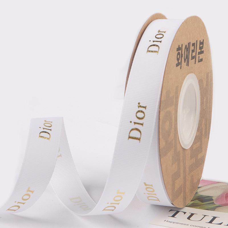 Hot Stamping Thread Printed English Ribbon Light Luxury Flower Packaging,2cm 40 yards.
