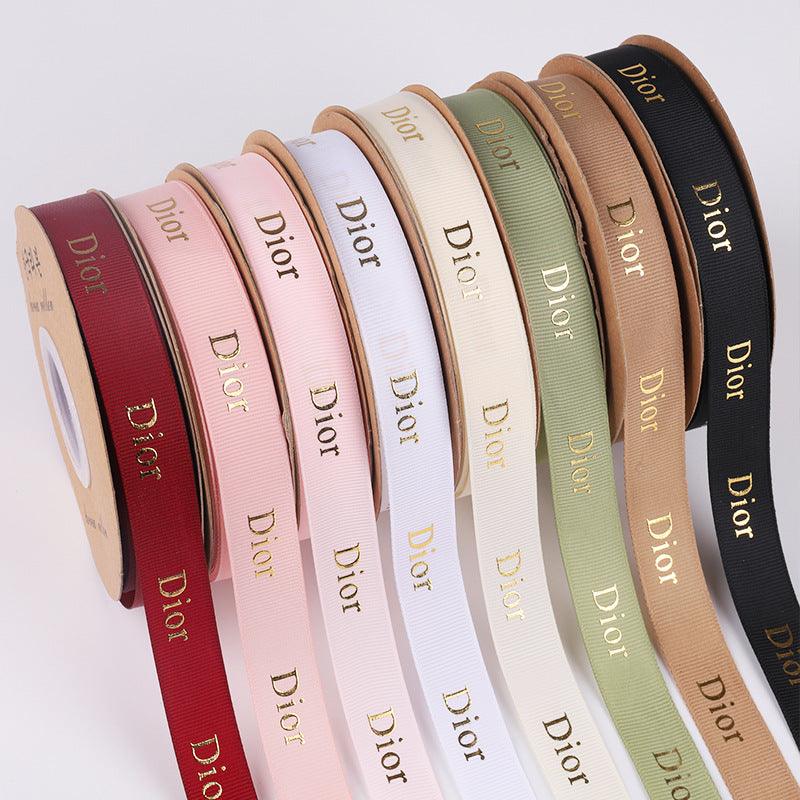 Hot Stamping Thread Printed English Ribbon Light Luxury Flower Packaging,2cm 40 yards.