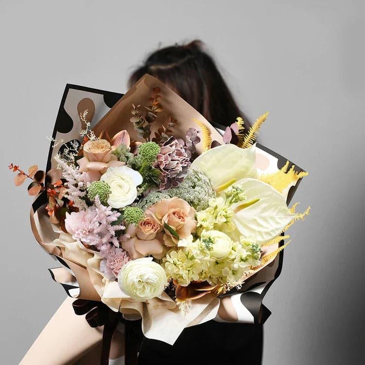 Law Of The Jungle Series Waterproof Korean Flower Wrapping Paper,22.8*22.8 inch.