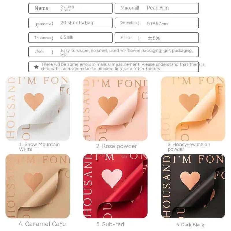 Love Bronzing Waterproof Gift For Packaging Floral  Paper,22.8*22.8 inch.