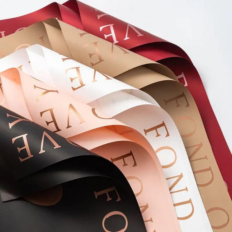 Love Bronzing Waterproof Gift For Packaging Floral  Paper,22.8*22.8 inch.