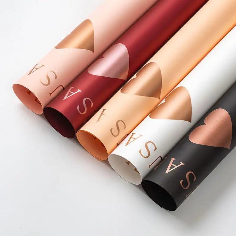 Love Bronzing Waterproof Gift For Packaging Floral  Paper,22.8*22.8 inch.