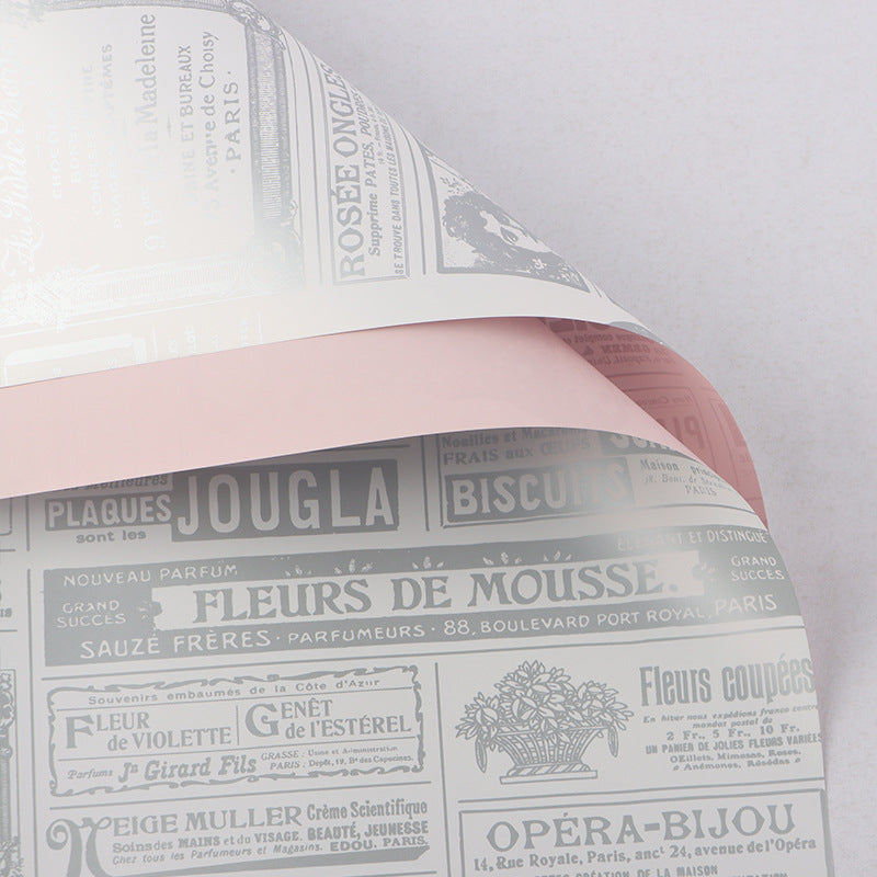 Paris Sweetheart Flower Wrapping Paper,Pack 20 (57x57cm).