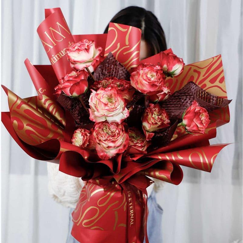 Paris Graffiti Waterproof Flower Packaging Paper,22.8*22.8 Inch.