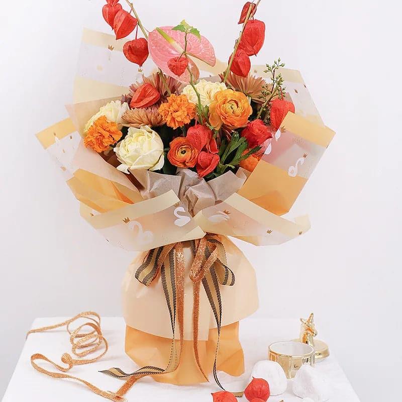 Petal Rain Flower Wrapping Paper Waterproof,22.8*22.8 inch.