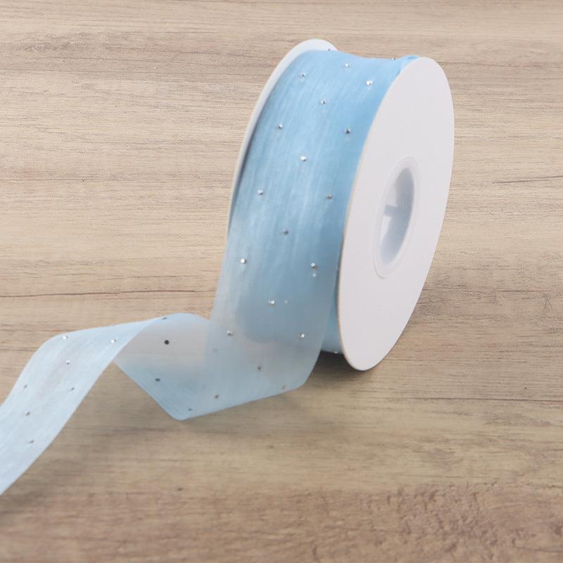 Silk Gauze With Diamonds, Flower Wrapping Ribbon, 2.5cm 10 yards.