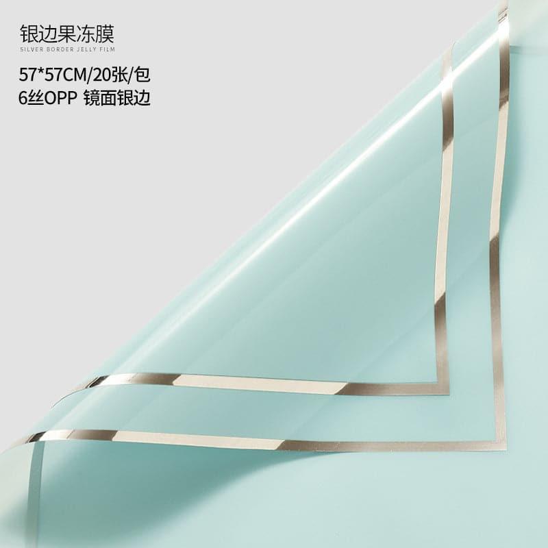 Silver Border Waterproof Flower Wrapping,Pack 20 (57x57cm).