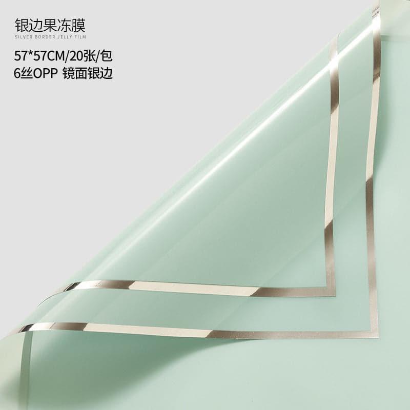 Silver Border Waterproof Flower Wrapping,Pack 20 (57x57cm).