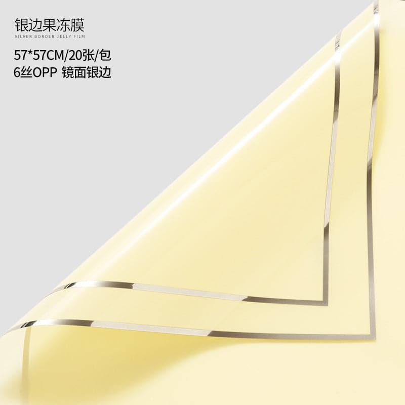 Silver Border Waterproof Flower Wrapping,Pack 20 (57x57cm).