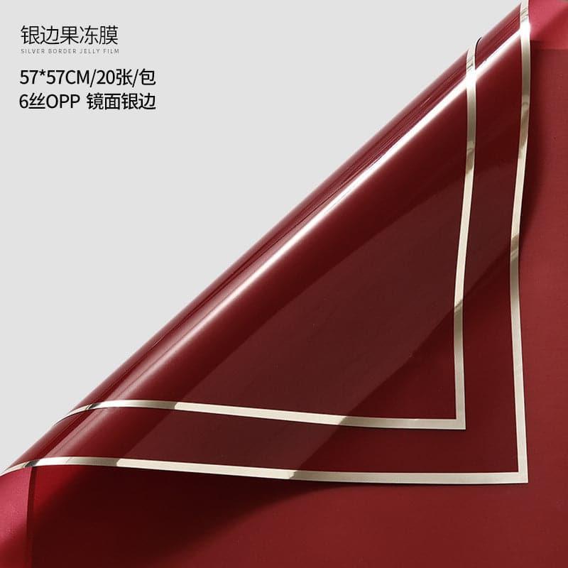 Silver Border Waterproof Flower Wrapping,Pack 20 (57x57cm).