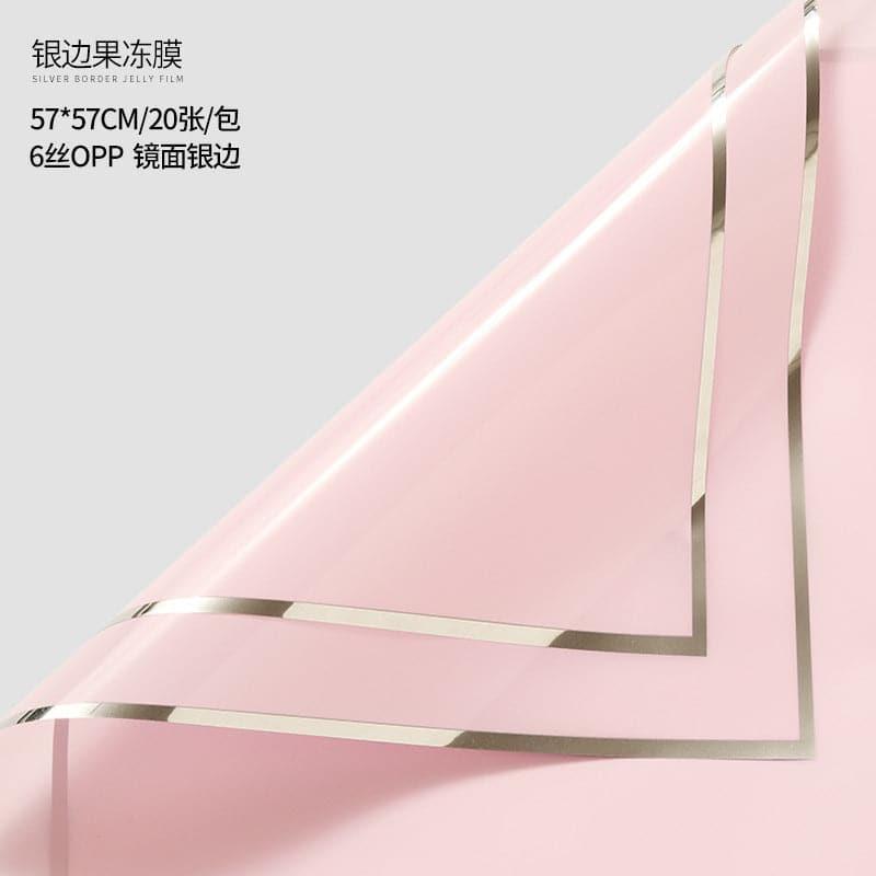 Silver Border Waterproof Flower Wrapping,Pack 20 (57x57cm).