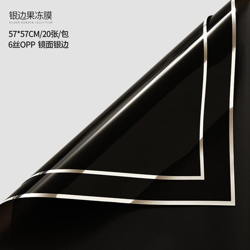 Silver Border Waterproof Flower Wrapping,Pack 20 (57x57cm).