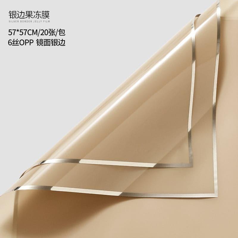 Silver Border Waterproof Flower Wrapping,Pack 20 (57x57cm).