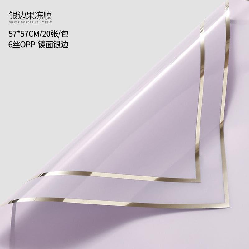 Silver Border Waterproof Flower Wrapping,Pack 20 (57x57cm).